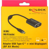 Delock USB-C (han) > mini skærmport (hun) med PD-funktionsadapter (mørkegrå, 0,2 meter)