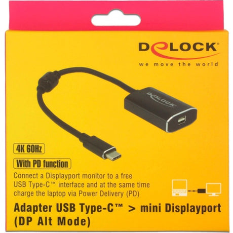 Delock USB-C (han) > mini skærmport (hun) med PD-funktionsadapter (mørkegrå, 0,2 meter)