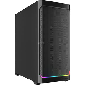 Sharkoon ak4 rgb strip midi tårnhus (sort | 2x usb-a | 1x usb-c | rgb)