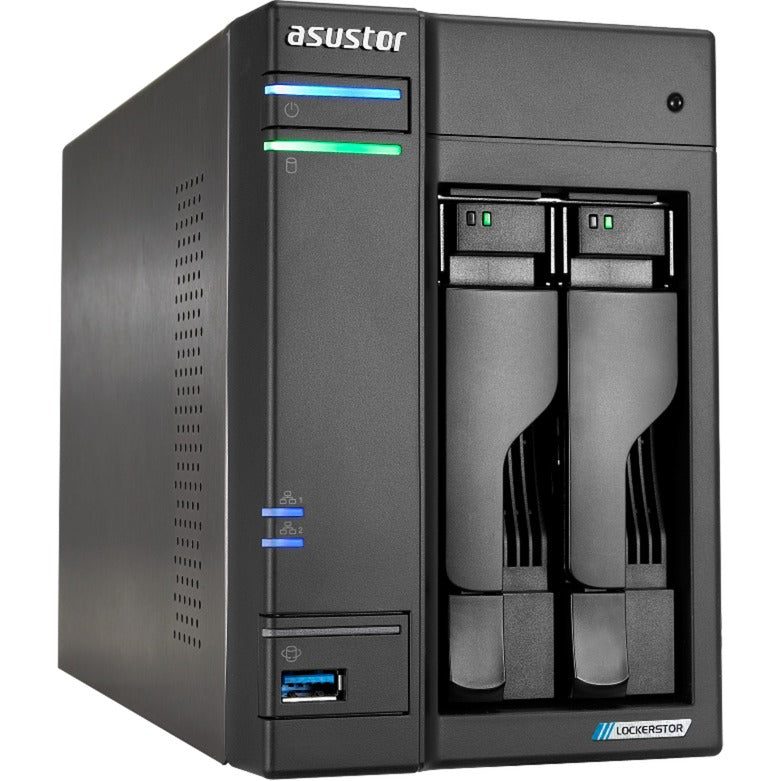 Asustor lockerstor 2 as6702t nas (sort, 2x lan, hdmi, usb)