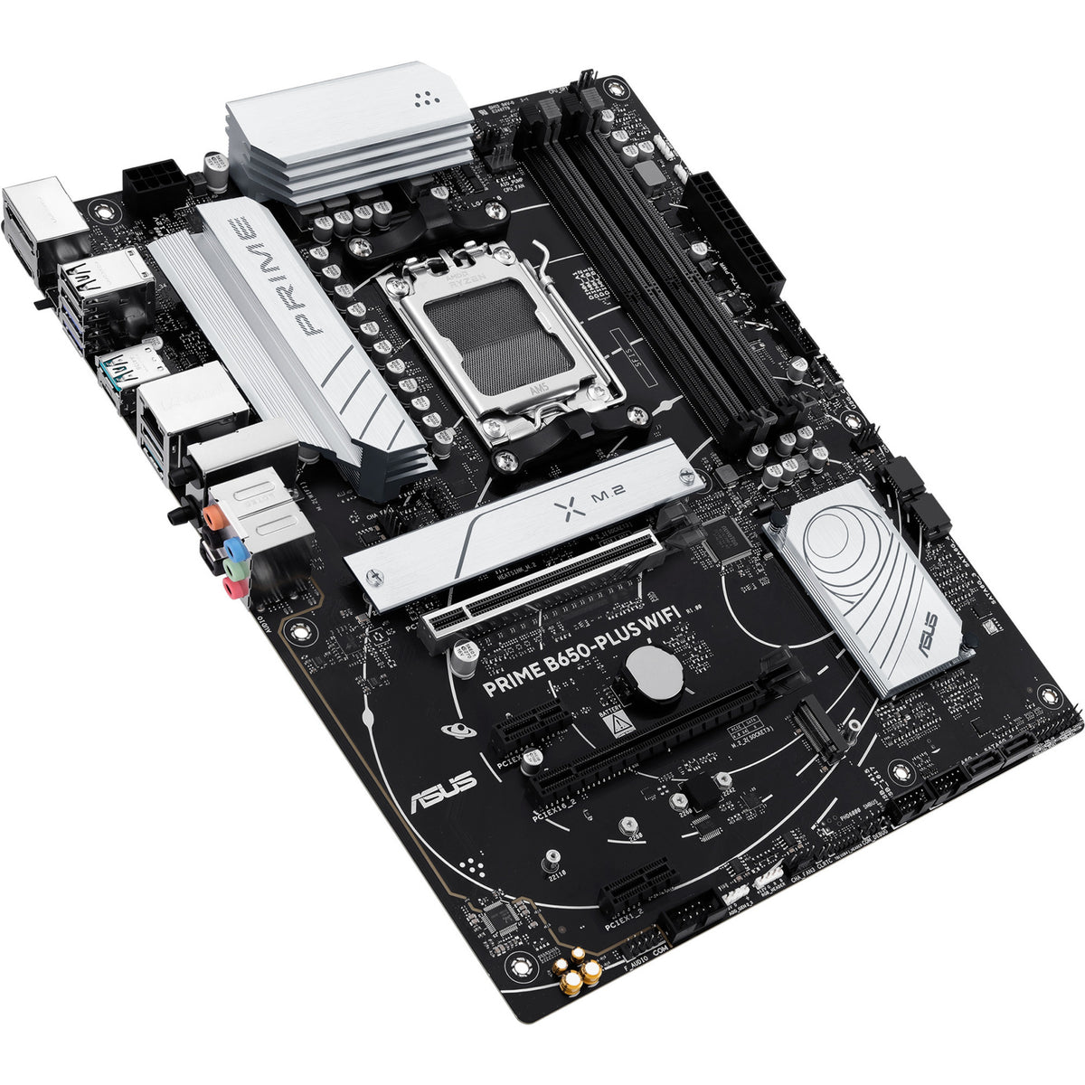 Asus Prime B650-Plus WiFi Socket AM5 bundkort (sort sølv, RAID, 2,5 GB-LAN, WiFi 6e, BT 5.3, lyd, ATX)