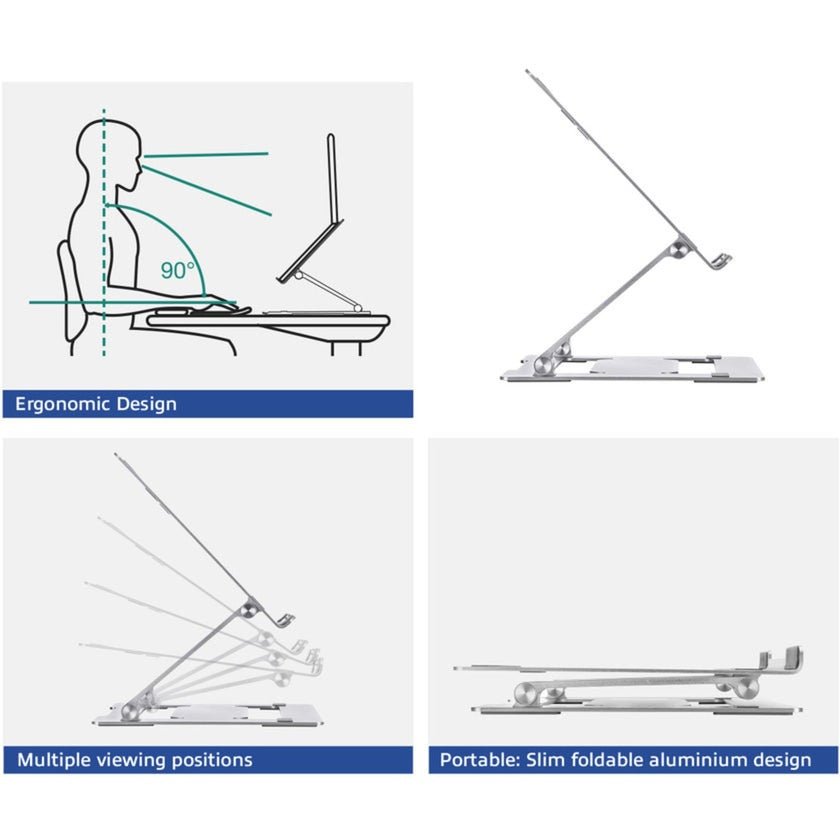 Act connectivity laptop stativ aluminium (aluminium, foldbar, trinløst justerbar i højden)