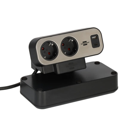 Brennerstuhl brennerstuhl®estilo duplex-stik, 1x USB C, 1x USB A, 10x sikkerhedsstik, sølvsort - 1153580200
