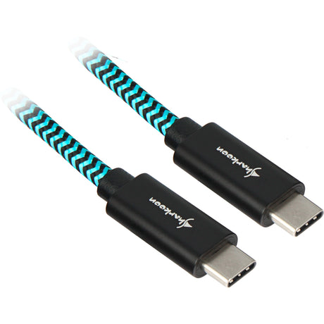 Sharkoon USB 3.2-kabel, USB-C > USB-C (sort lyseblå, 0,5 meter)