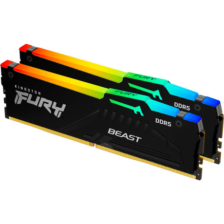 Kingston Fury Beast RGB 64 GB DDR5-6000 (2x 32 GB) RAM (sort, KF560C30bbeak2-64, XMP 3.0, Expo 1.1)