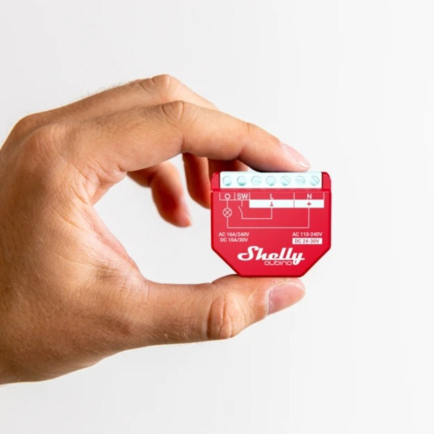 Shelly qubino wave 13.00 relæ (rød, 1-kanal, z-wave)