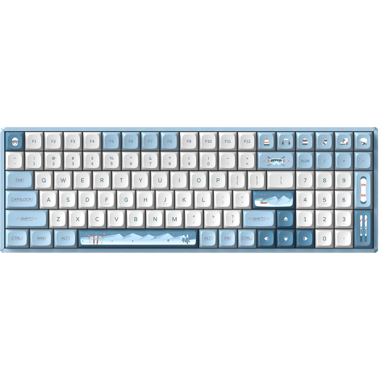 Iqunix F97 Wintertide Wireless Mechanical Keyboard (lyseblåt, amerikansk layout (QWERTY), Cherry MX Brown, 96%, RGB LED'er, hot-swappable, PBT, 2,4GHz | Bluetooth 5.1 | USB-C)