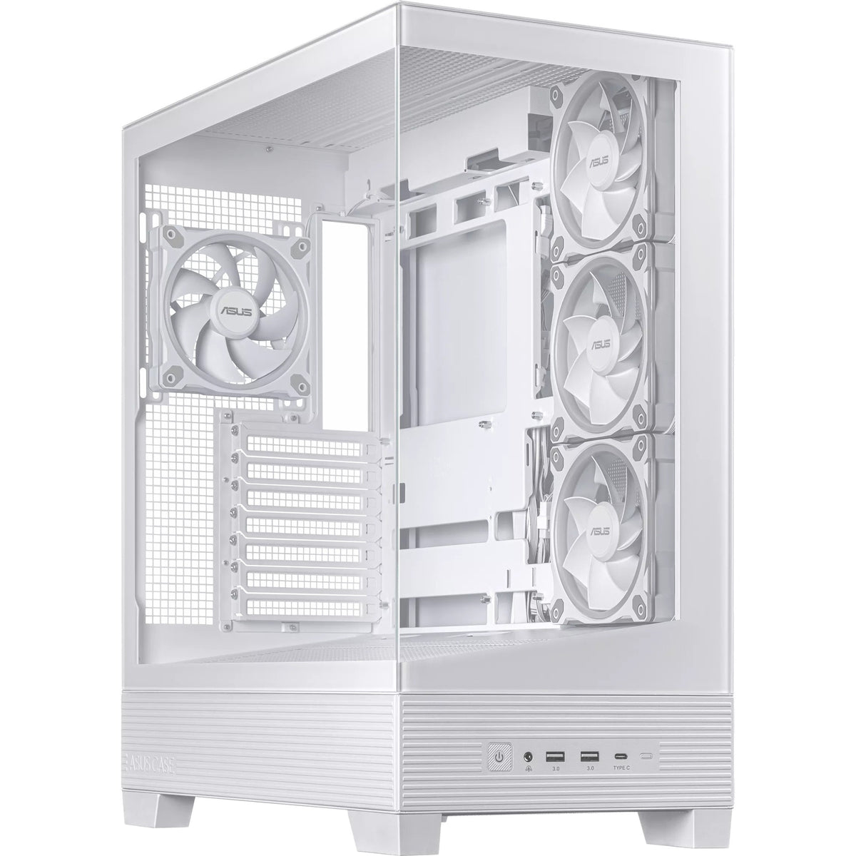 Asus a31 plus midi tårnhus (hvid | 2x USB-A | 2x USB-C | hærdet glas)