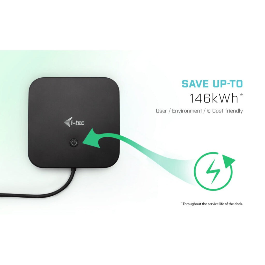 I-tec USB-C HDMI DP-dockingstation med strømforsyning 65W + universaloplader 77 W (sort)