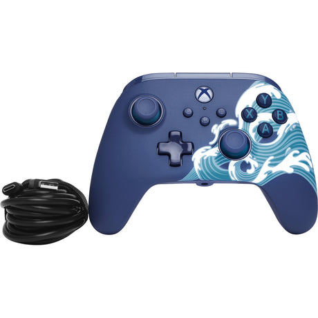 Powera advantage controller med kabel til xbox-serien x|s - vandbølge (azurblå, xbox-serien x|s, xbox one, pc)