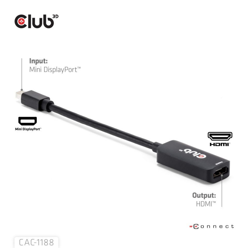 Club 3D Mini Displayport 1.4 til HDMI 8K60Hz M-F Adapter (sort)