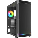 Sharkoon ak4w rgb strip midi tårnhus (sort | 2x usb-a | 1x usb-c | rgb | hærdet glas)