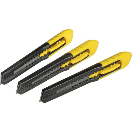 Stanley snap-off kniv sm 9 mm, 3 stykker kniv (gul sort)