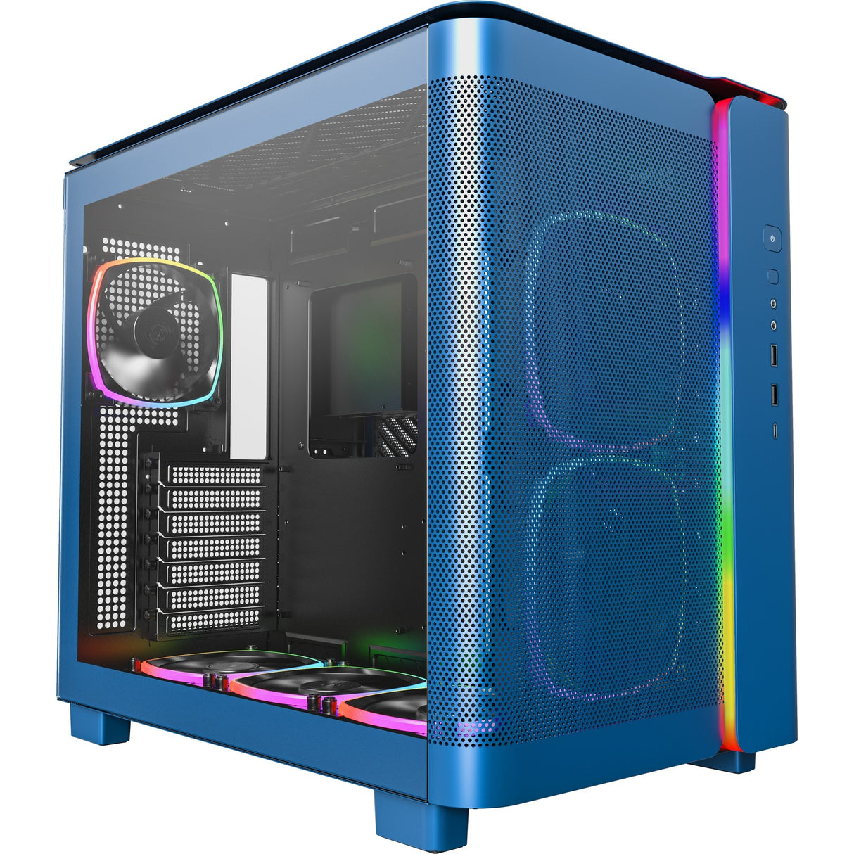 Montech king 95 pro midi tårnhus (blå | 2x USB-A | 1x USB-C | RGB | hærdet glas)