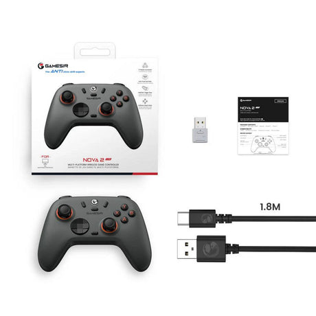 Gamesir Nova 2 Lite Multiplatform trådløs spilcontroller (mørkegrå, switch, pc, Android og iOS, Bluetooth 2,4 GHz USB)