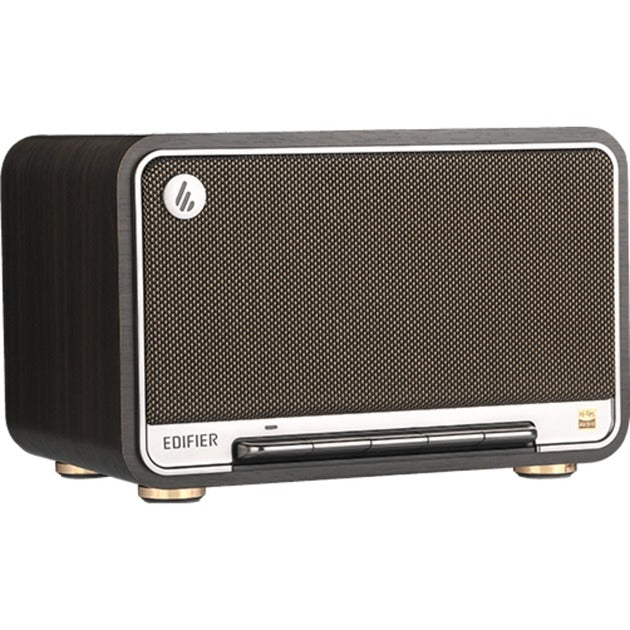 Edifier d32 trådløs bordhøjttaler (mørkebrun sølv, Bluetooth, Wi-Fi (Apple Airplay), USB-C, AUX)