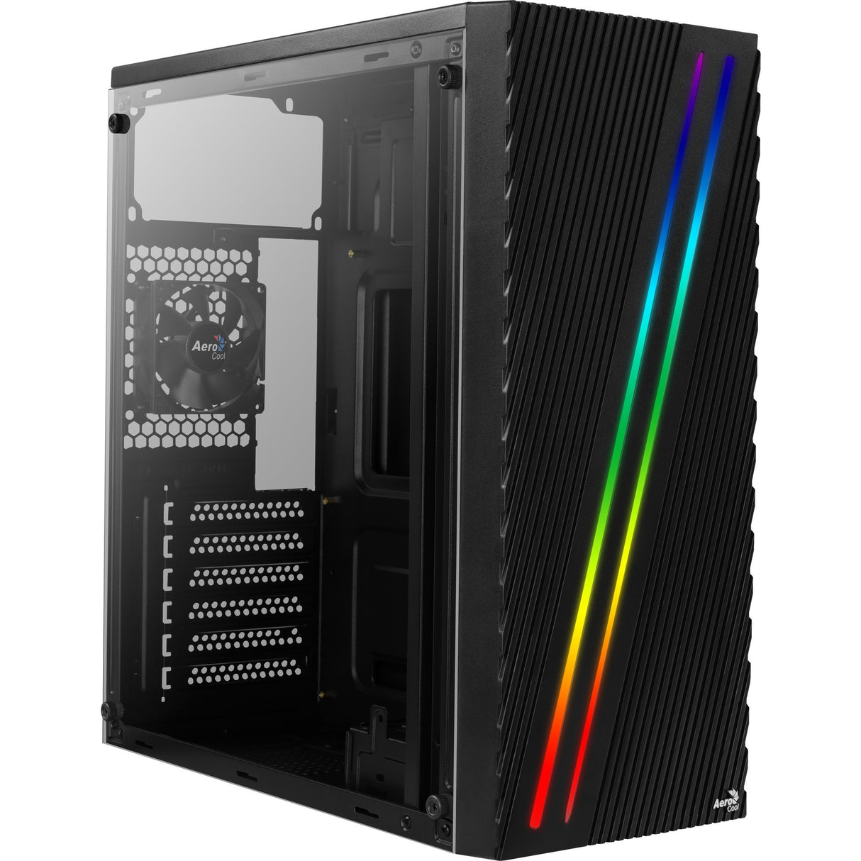 Aerocool streak midi tårnhus (sort | 3x USB-A | RGB | vindue)