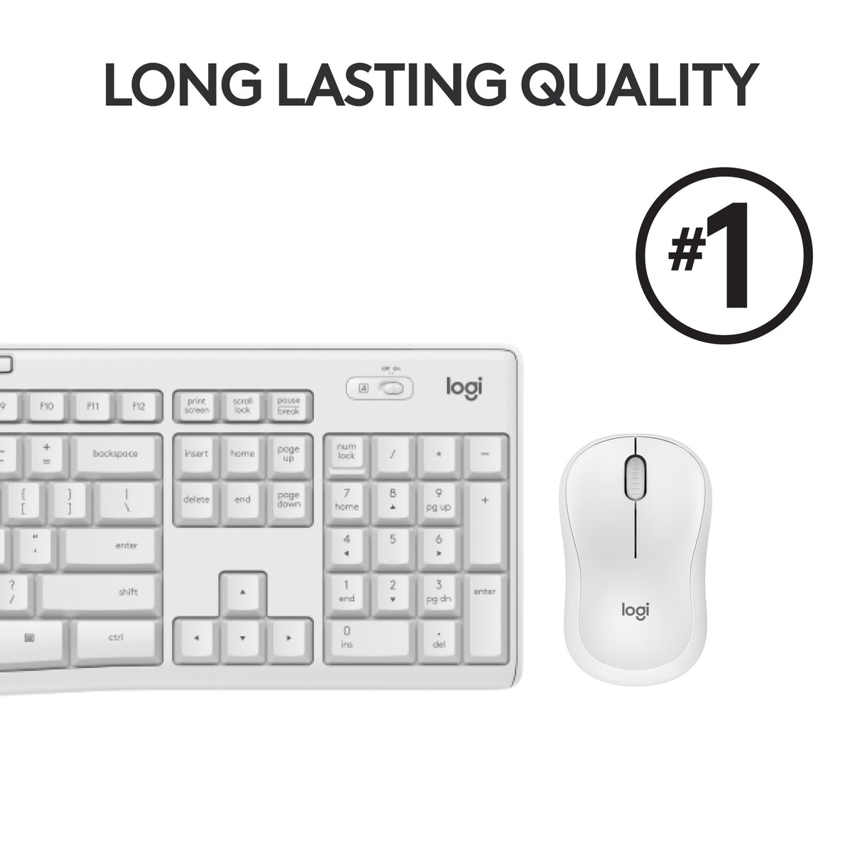 Logitech mk295 lydløst trådløst tastatur og mus combo desktop sæt (grå, us-international layout (qwerty), 100%)