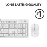 Logitech mk295 lydløst trådløst tastatur og mus combo desktop sæt (grå, us-international layout (qwerty), 100%)