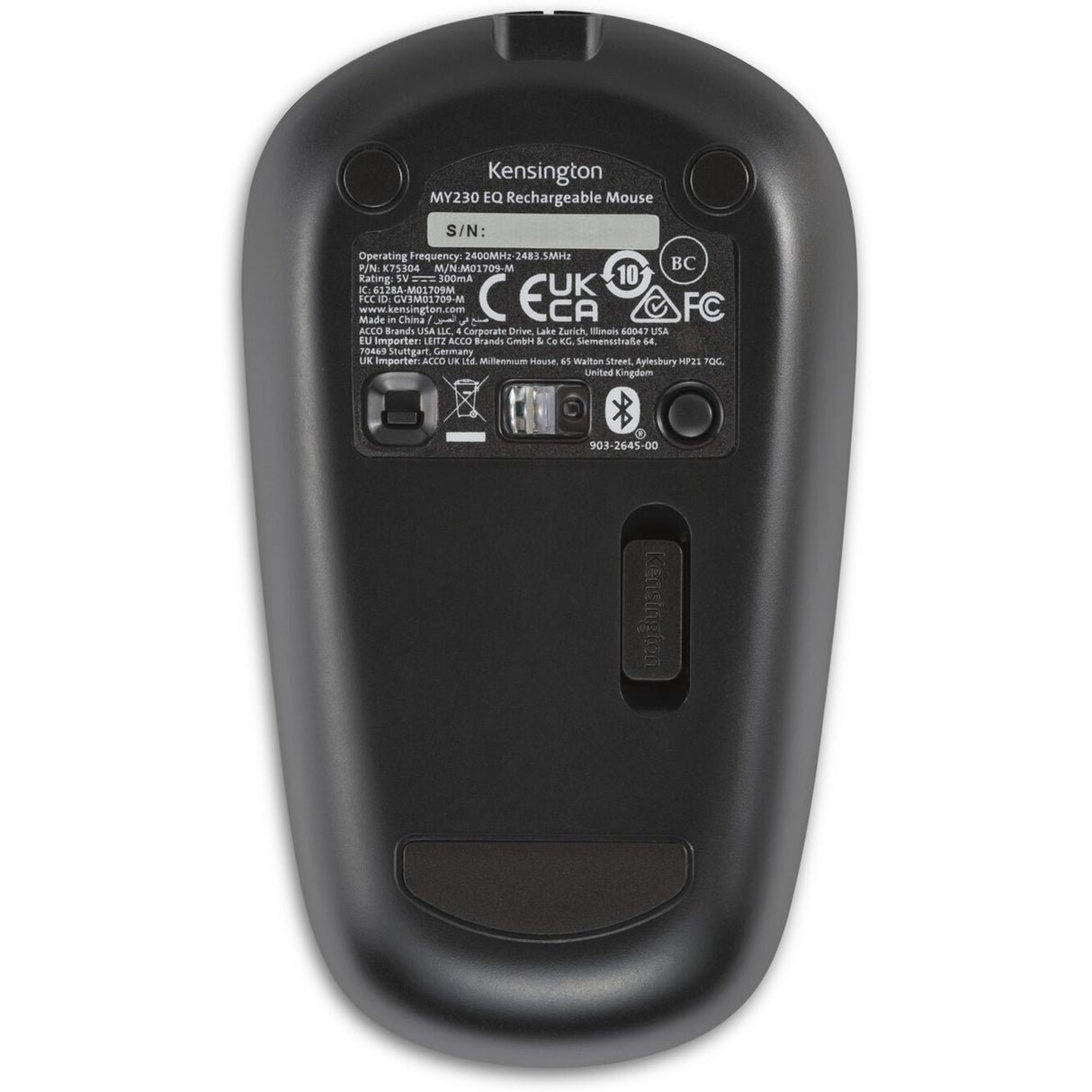 Kensington my230 eq genopladelig mus - trådløs - mellemstørrelse (sort, bluetooth, 2,4 ghz)