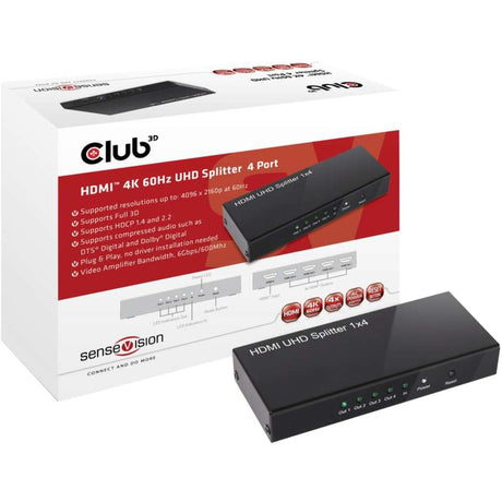 Club 3D HDMI 2.0 UHD Splitter 4 Ports HDMI Splitter (sort)