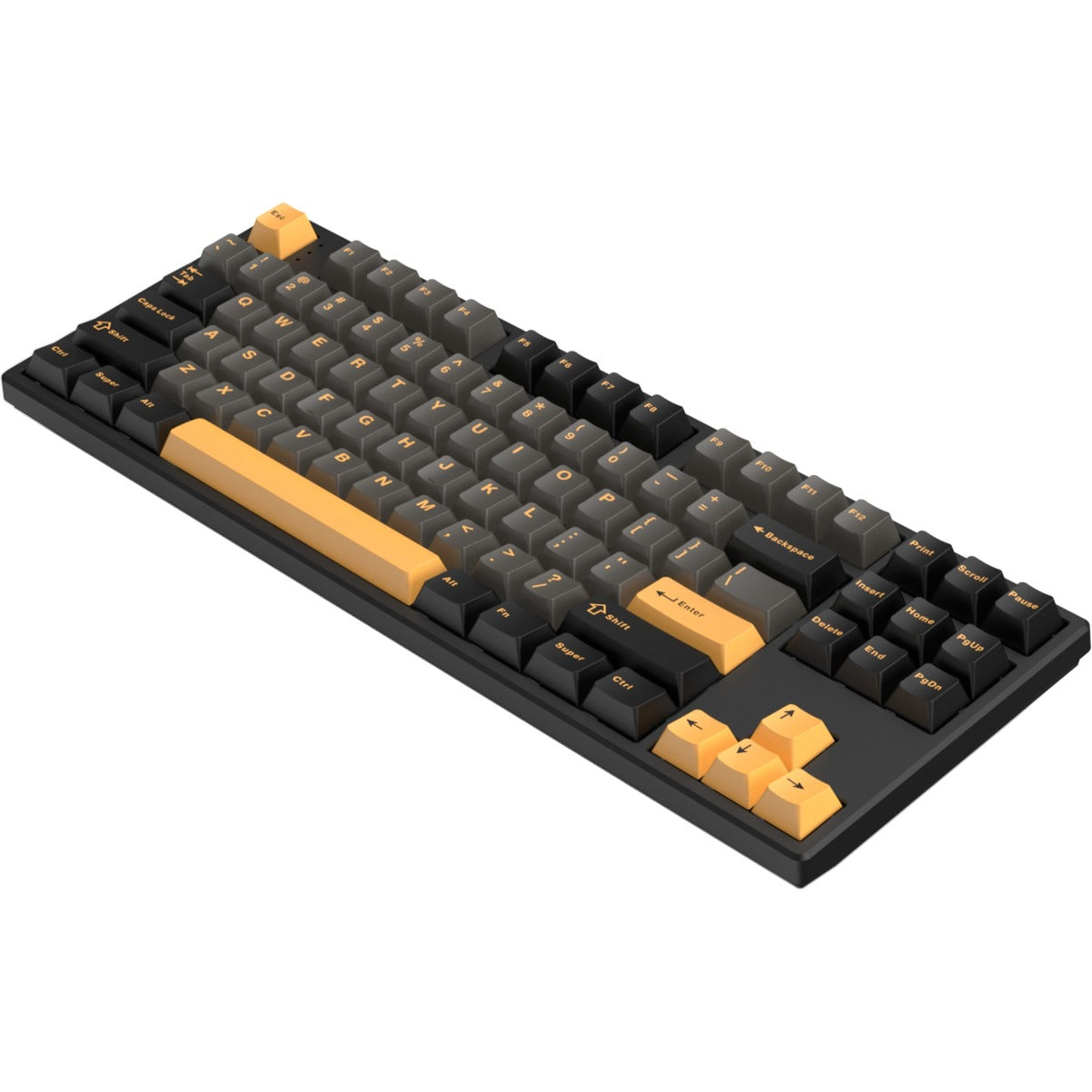 Helloganss HS87t GG01, tastatur (hvidt, amerikansk layout, gateron gul, TKL, RGB LED'er, PBT doubleshot keycaps, hot swap, 2,4 GHz Bluetooth USB-C)
