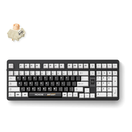 Mchose x unbox therapy - ut98 mekanisk tastatur (100%, klassisk terapi, iscreme-switch, rgb, hot swap, 2,4 ghz | usb-c | bluetooth)