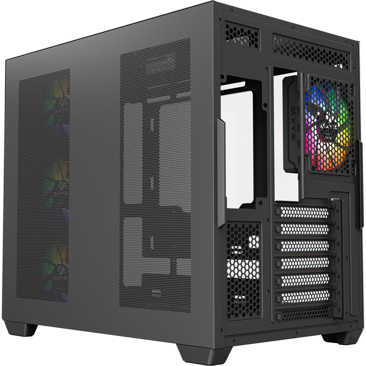 Xyz pc gear tesseract x midi tårnhus (sort | 2x USB-A | 1x USB-C | hærdet glas)