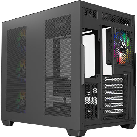 Xyz pc gear tesseract x midi tårnhus (sort | 2x USB-A | 1x USB-C | hærdet glas)