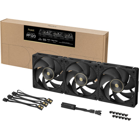 Asus proart pf120 blæser - triple pack case fans (sort, 3 styk, 120 x 120 x 28 mm, 3 styk)