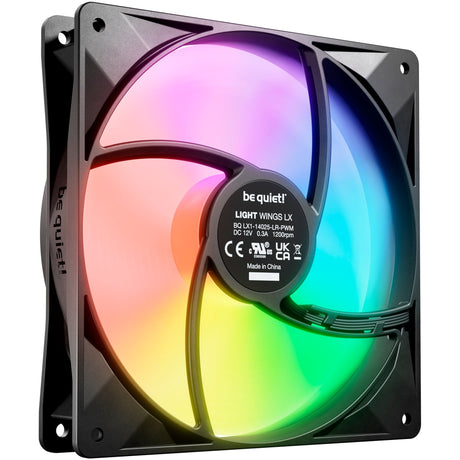 Vær stille! light wings lx pwm rgb case ventilator (sort, 140 x 140 x 25 mm)