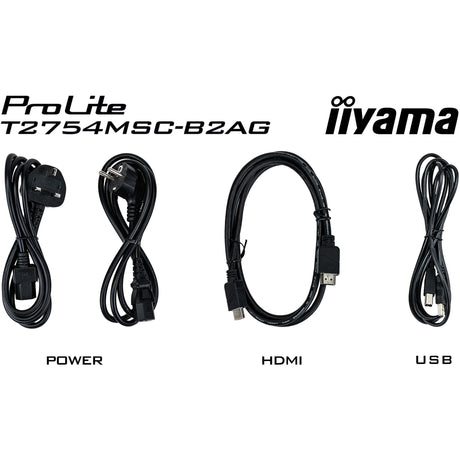 Iiyama prolite t2754msc-b2ag 27 touchscreen-skærm (sort (mat), touch, VGA, HDMI, lyd, USB)
