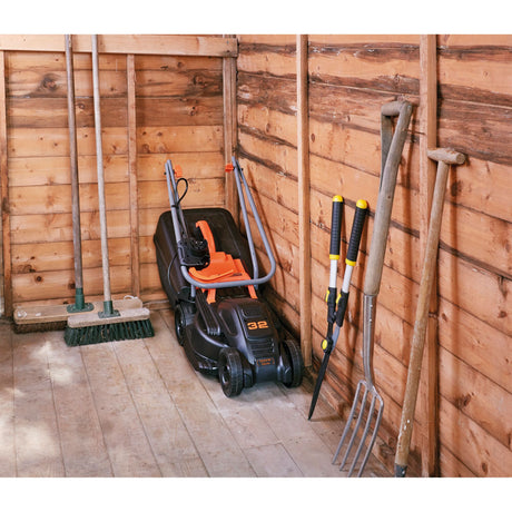 Black+decker 1000w 32cm plæneklipper + 250w græstrimmer (sort orange, græsplæner op til 250m²)