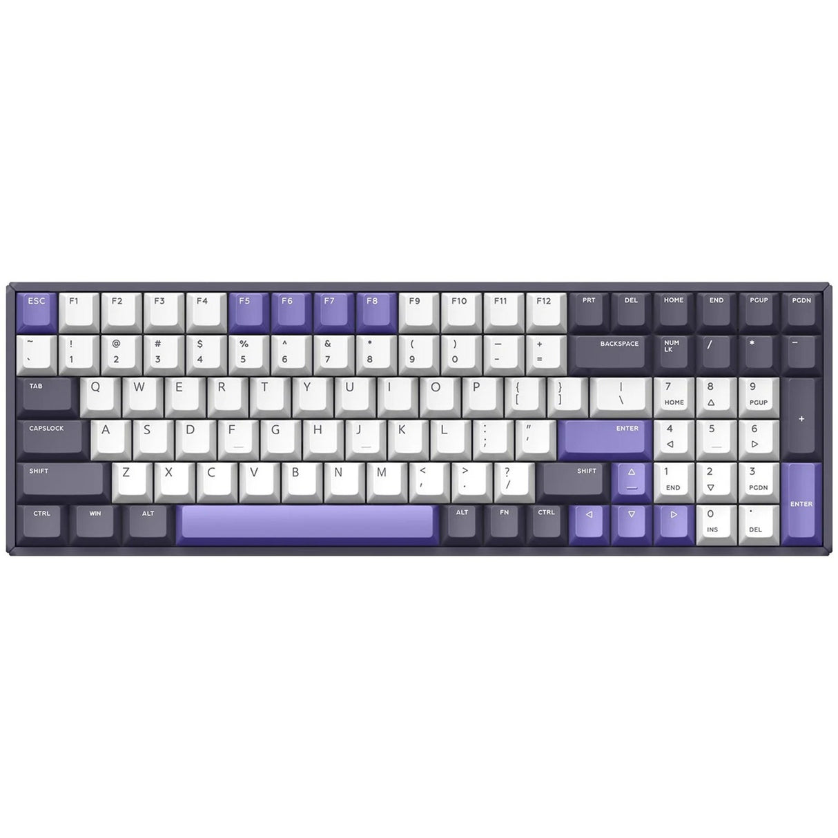 Iqunix f97 lavandin trådløst mekanisk tastatur (lavendel, us-layout (qwerty), cherry mx silent red, 96%, rgb-lysdioder, hot-swappable, pbt, 2.4ghz | bluetooth 5.1 | usb-c)