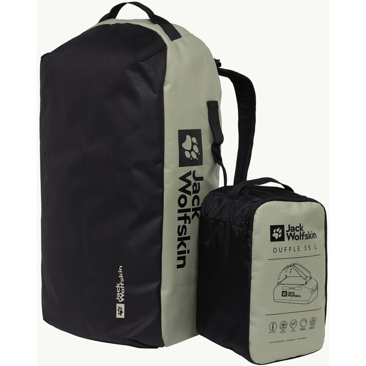 Jack wolfskin all-in duffel 35 rygsæk (lysegrøn, 35 liter)