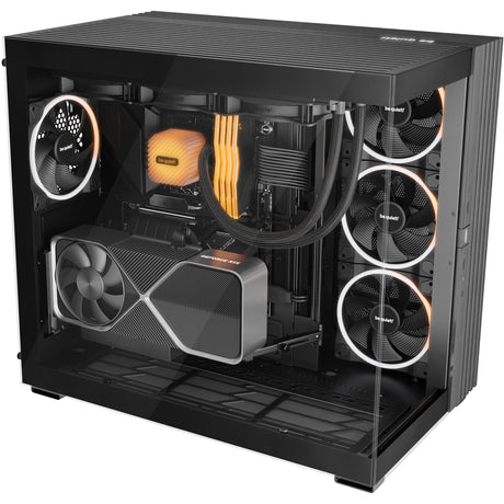 Vær stille! lys base 900 dx stort tårnhus (sort | 2x USB-A | 1x USB-C | RGB | vindue)
