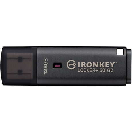 Kingston ironkey locker+ 50 g2 usb flash drive 128 gb usb-stick (antraciet, usb-a 3.2 gen 1)