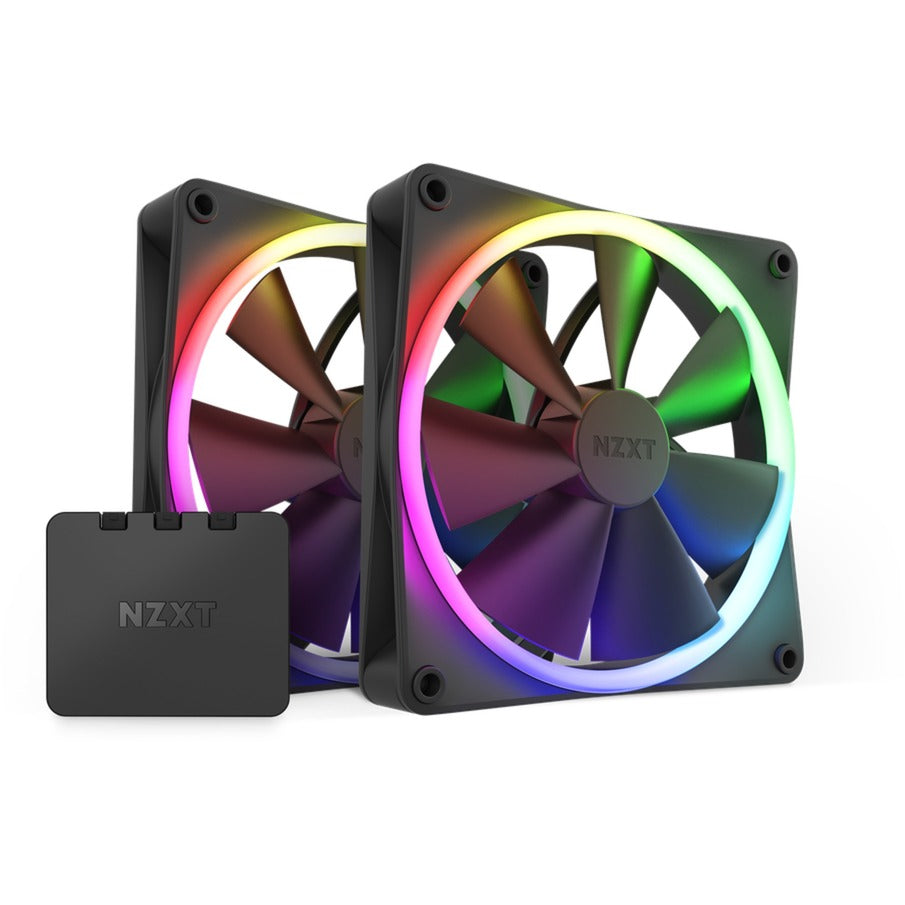 Nzxt f140 rgb kabinet blæsere (sort, 2 stk, 140 x 140 x 26 mm, pwm, inkl. controller)