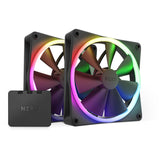 Nzxt f140 rgb kabinet blæsere (sort, 2 stk, 140 x 140 x 26 mm, pwm, inkl. controller)