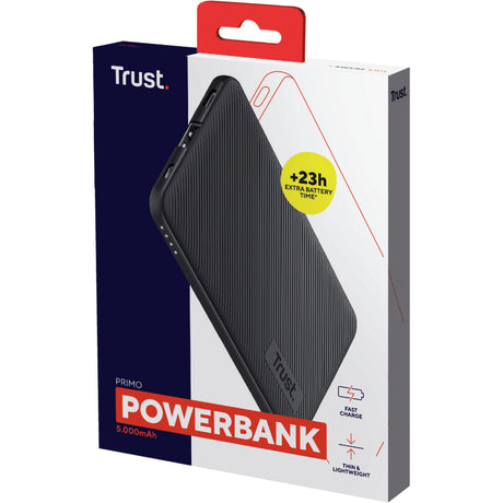 Trust primo 5.000 mah øko powerbank (sort)