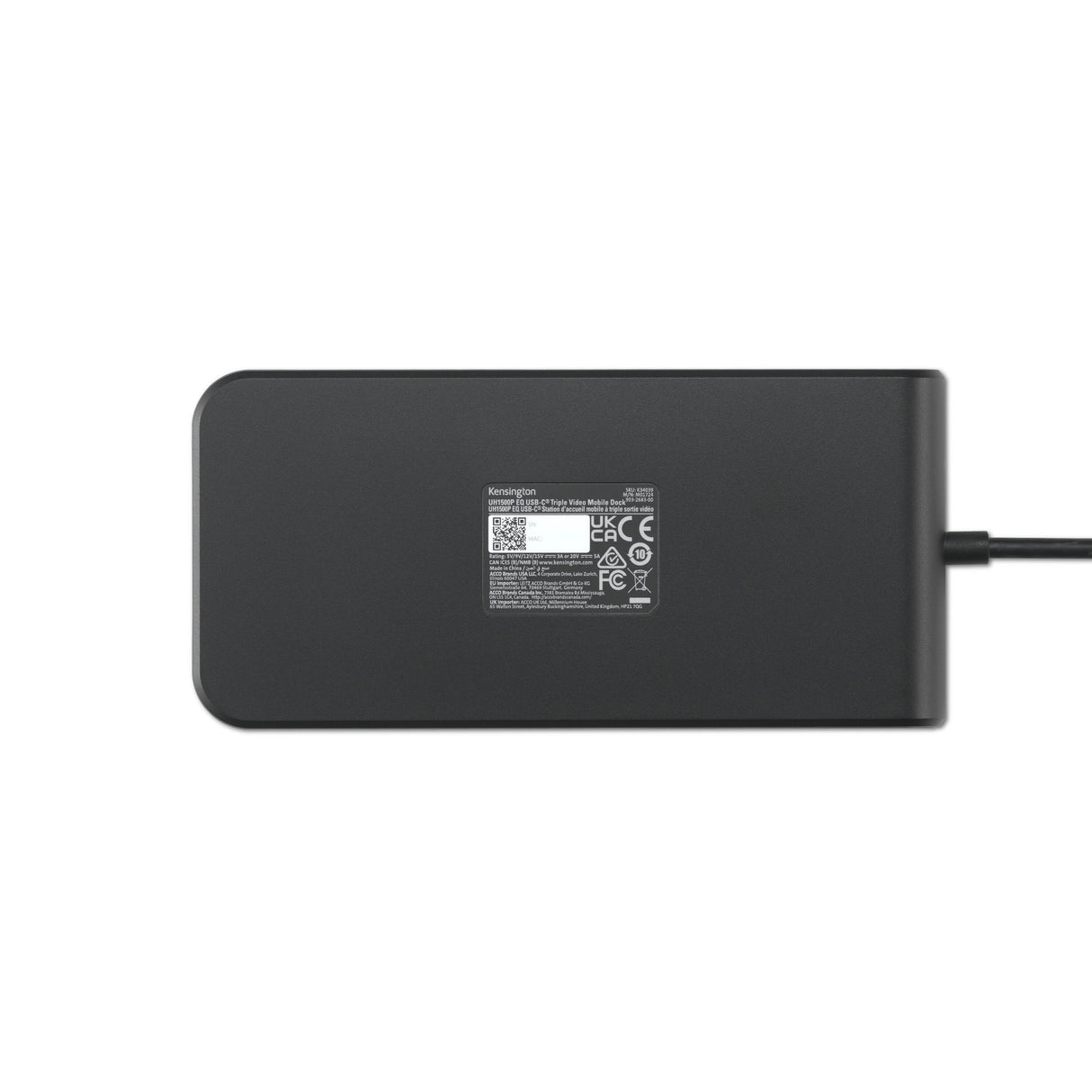 Kensington UH1500P EQ USB-C 5 Gbps Triple Video Driverløs mobil dockingstation (sort)