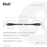 Club 3D USB-C til Mini DisplayPort DP40 tovejsadapter (sort, 2 meter, Vesa-certificeret)