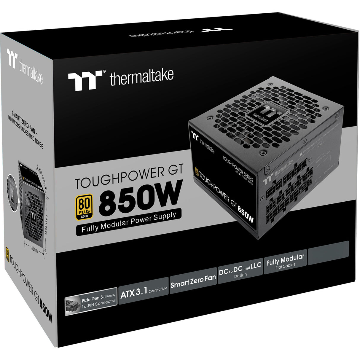 Thermaltake toughpower gt modulær 850 watt strømforsyning (sort, 4x pcie)
