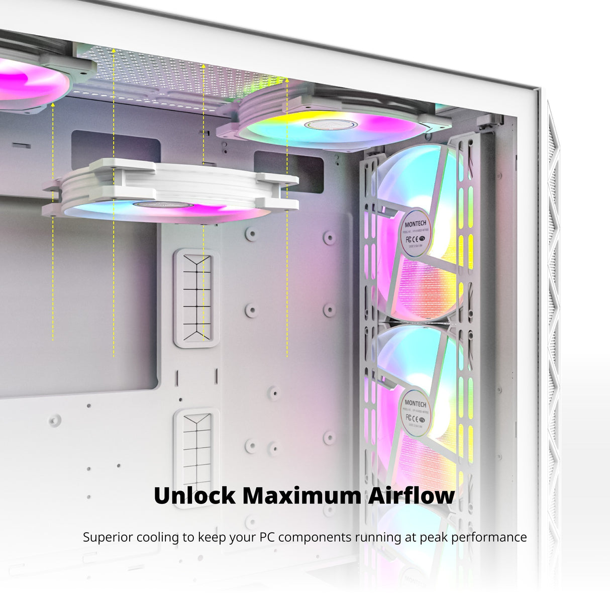 Montech hp140 argb pwm kabinet blæser (hvid, 140 x 140 x 25 mm)