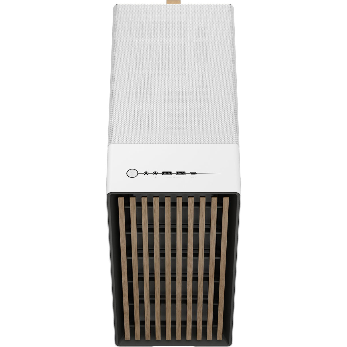 Fractal design nord midi tårnhus (hvid træfarve | 2x USB-A | 1x USB-C | hærdet glas)