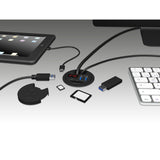 Icy box ib-hub1404 USB-hub (sort, inkl. USB-C, SD- og microSD-kortlæser og opladningsfunktion)