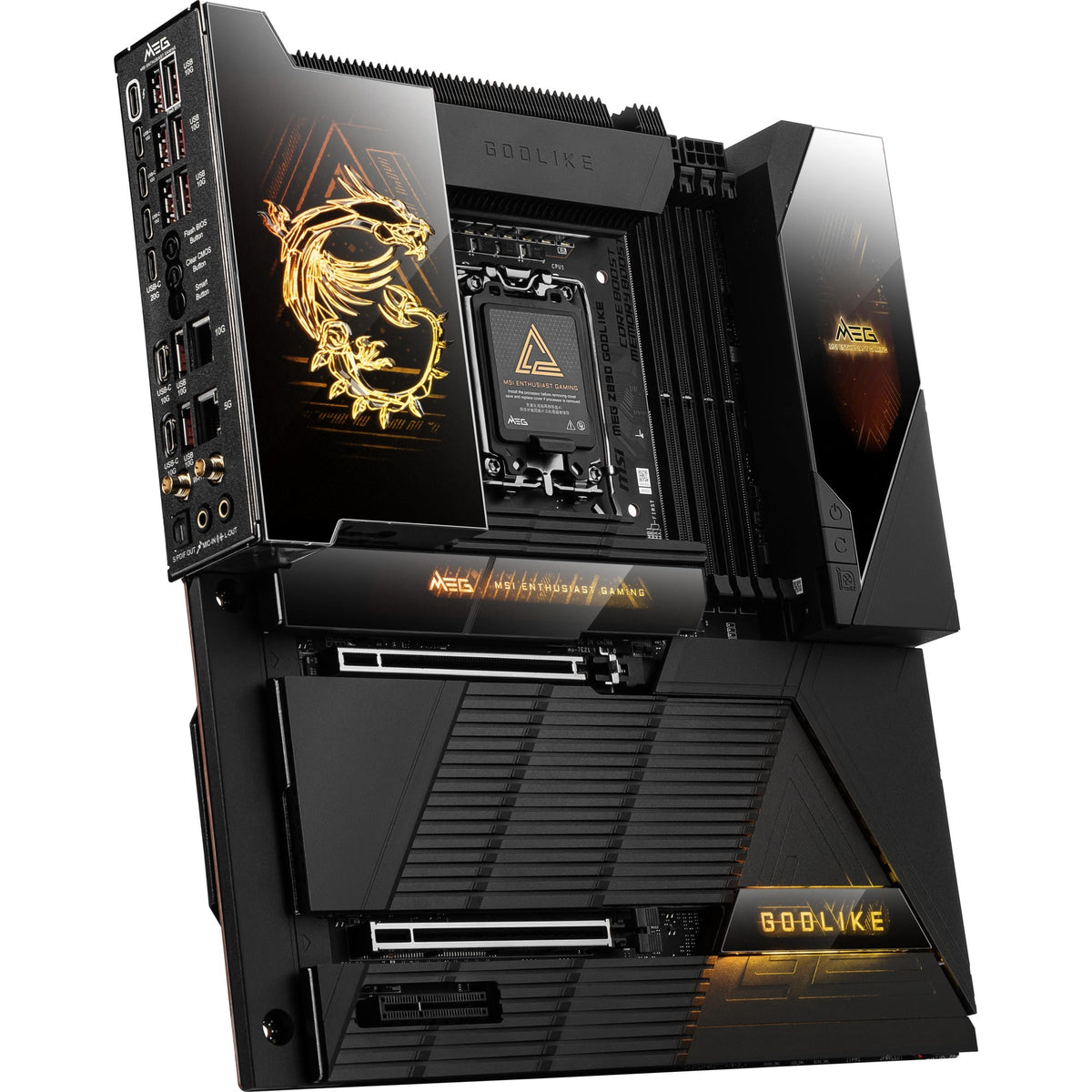 Msi Meg Z890 Godlike Socket 1851 bundkort (sort, RAID, 10GB-LAN, 5GB-LAN, WLAN, BT, Sound, E-ATX)