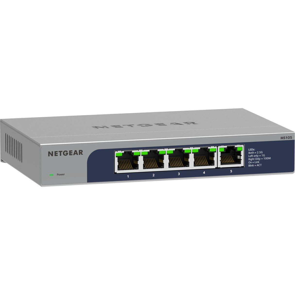 Netgear 5-Port Multi-Gigabit 2.5G Ethernet Unmanaged Switch, MS105 (grå)