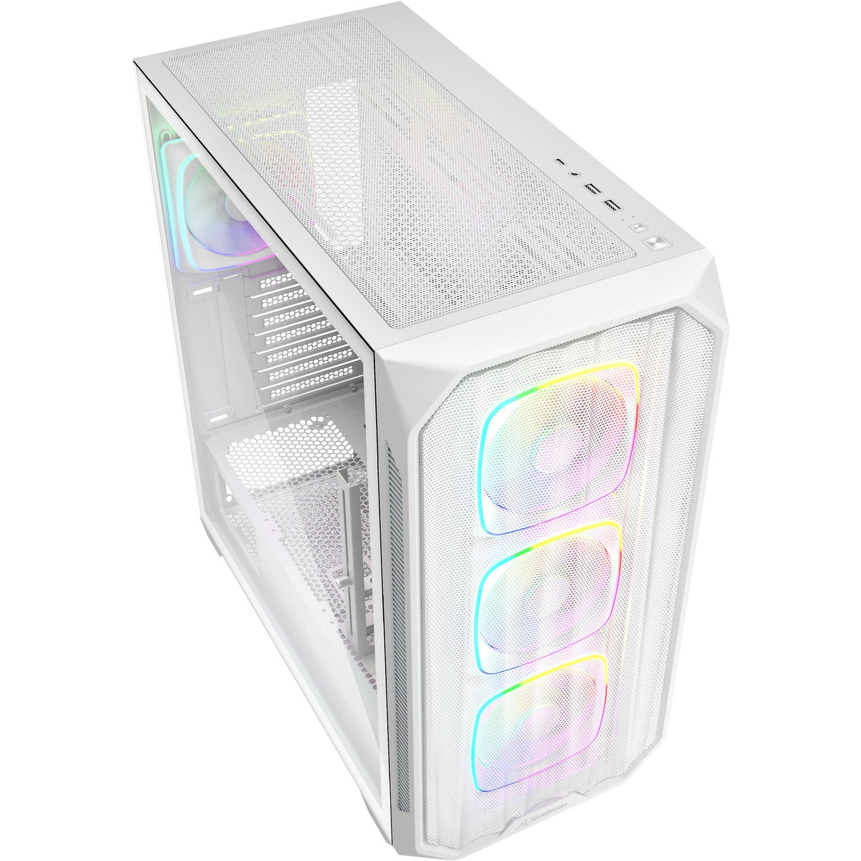 Sharkoon ak5m rgb midi tårnhus (hvid | 2x usb-a | 1x usb-c | rgb | hærdet glas)