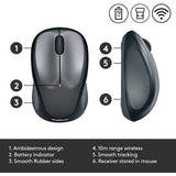 Logitech trådløs mus m235 (sort grå, nano-modtager)